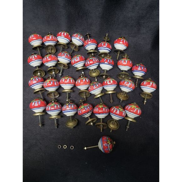 31 Porcelain Floral Hand Painted Knobs Dresser Cabinets Kitchen Bathroom Drawer - Picture 5 of 9